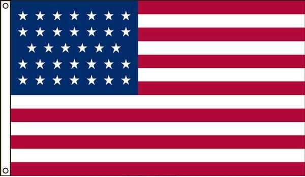 High Wind, US Made 34 Star Historical US Applique Flag 5x8