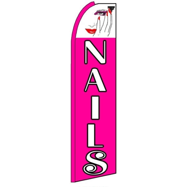 Nails Pink Feather Flag 3\' x 11.5\'