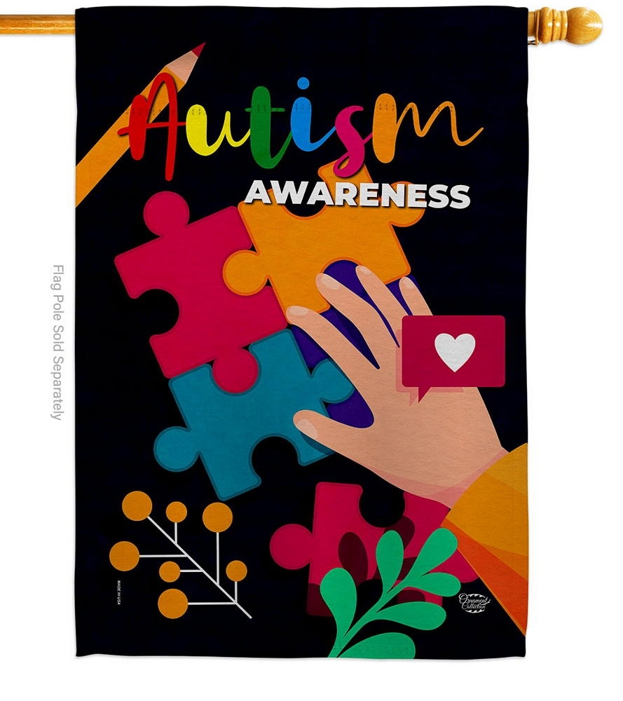 Autism Puzzle House Flag