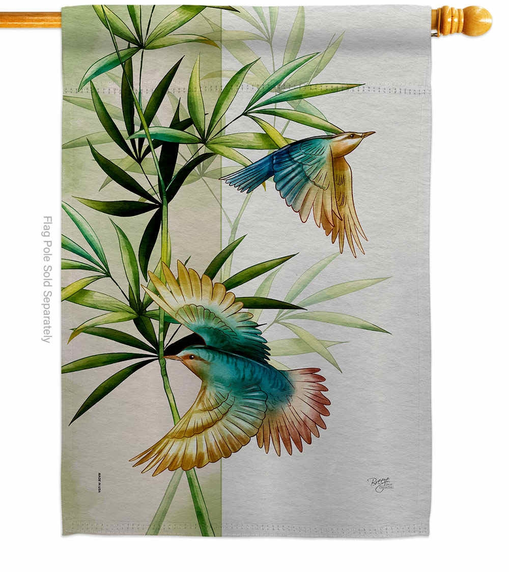 Asian Blossom Birds House Flag