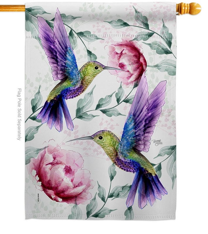 Hummingbirds In Flight House Flag