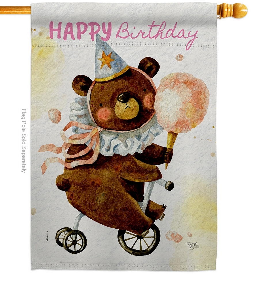 Cute Bear Birthday House Flag