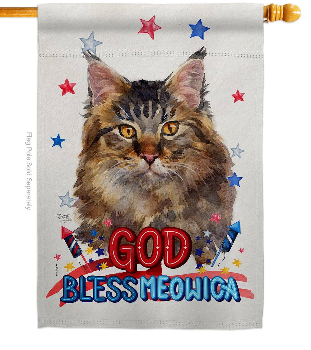 Patriotic Maine Coon House Flag