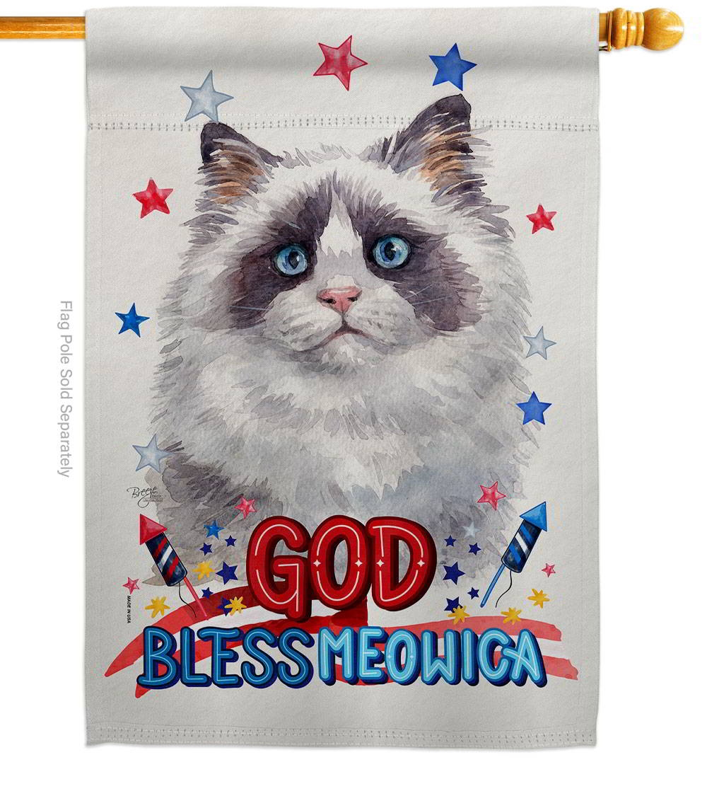 Patriotic Blue Bicolor Ragdoll House Flag