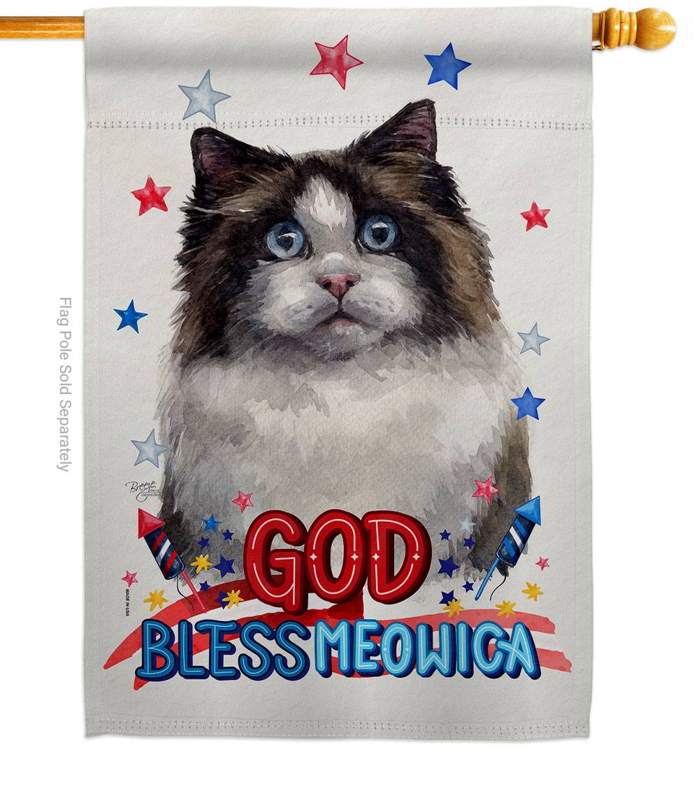 Patriotic Mitted Ragdoll House Flag