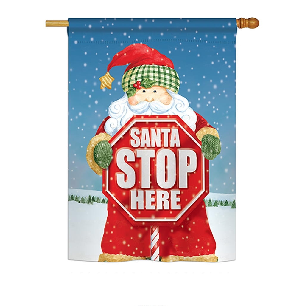 Santa Stop Here House Flag