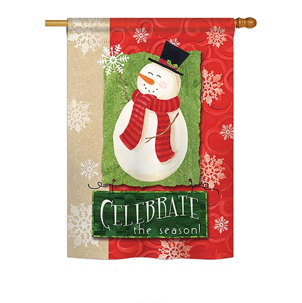 Celebrate The Season Snowman House Flag