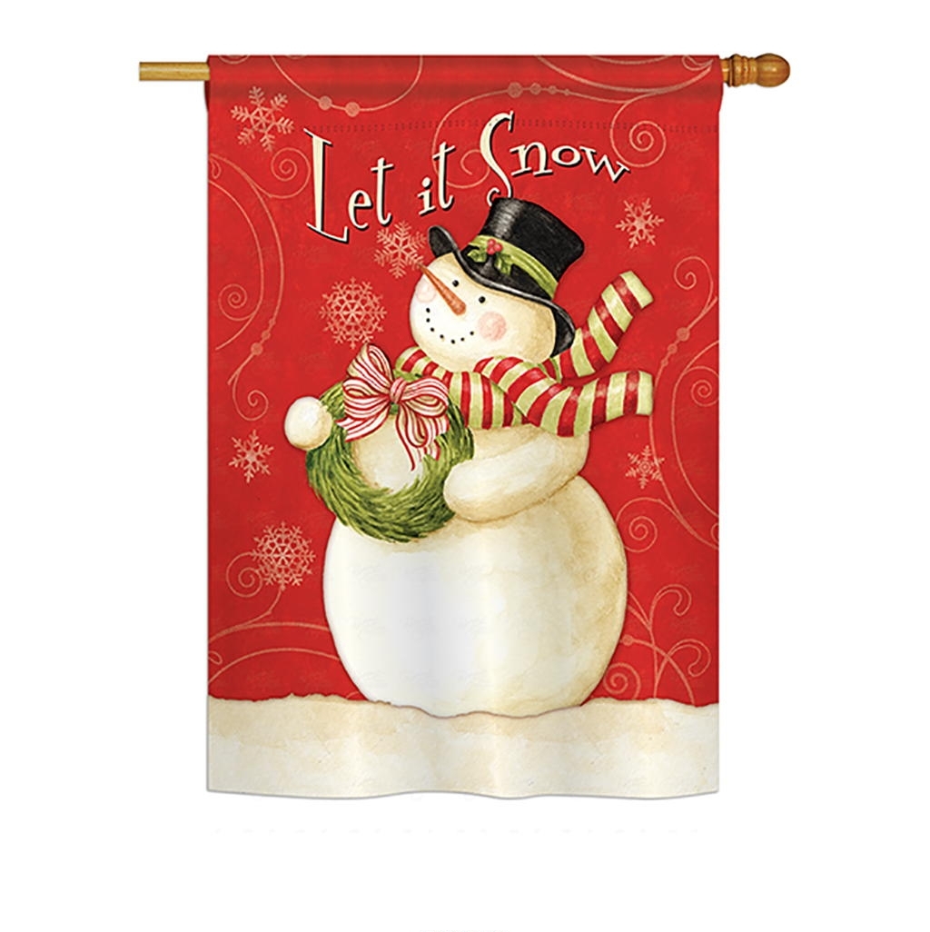 Scarf Snowman Let It Snow House Flag