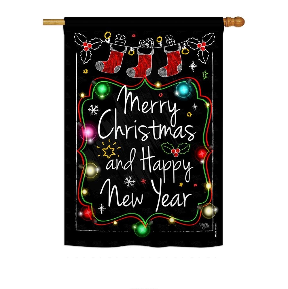 Chalkboard Merry Christmas House Flag