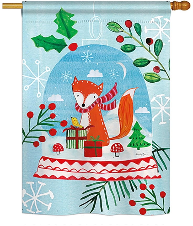 Snow Globe Fox House Flag