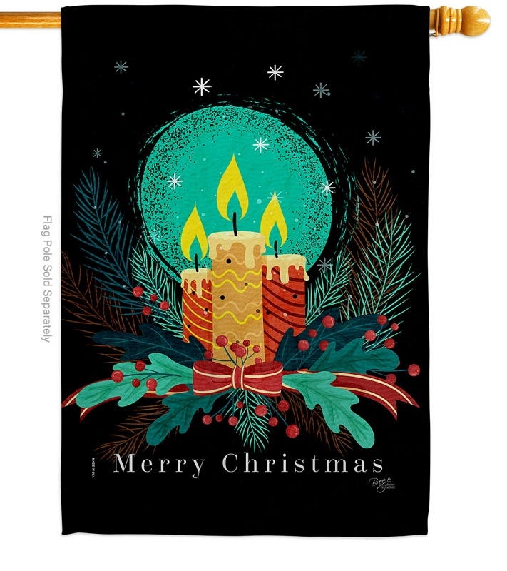 Christmas Candle Lights House Flag