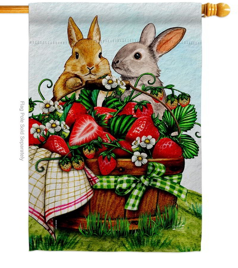 Spring Rabbits House Flag