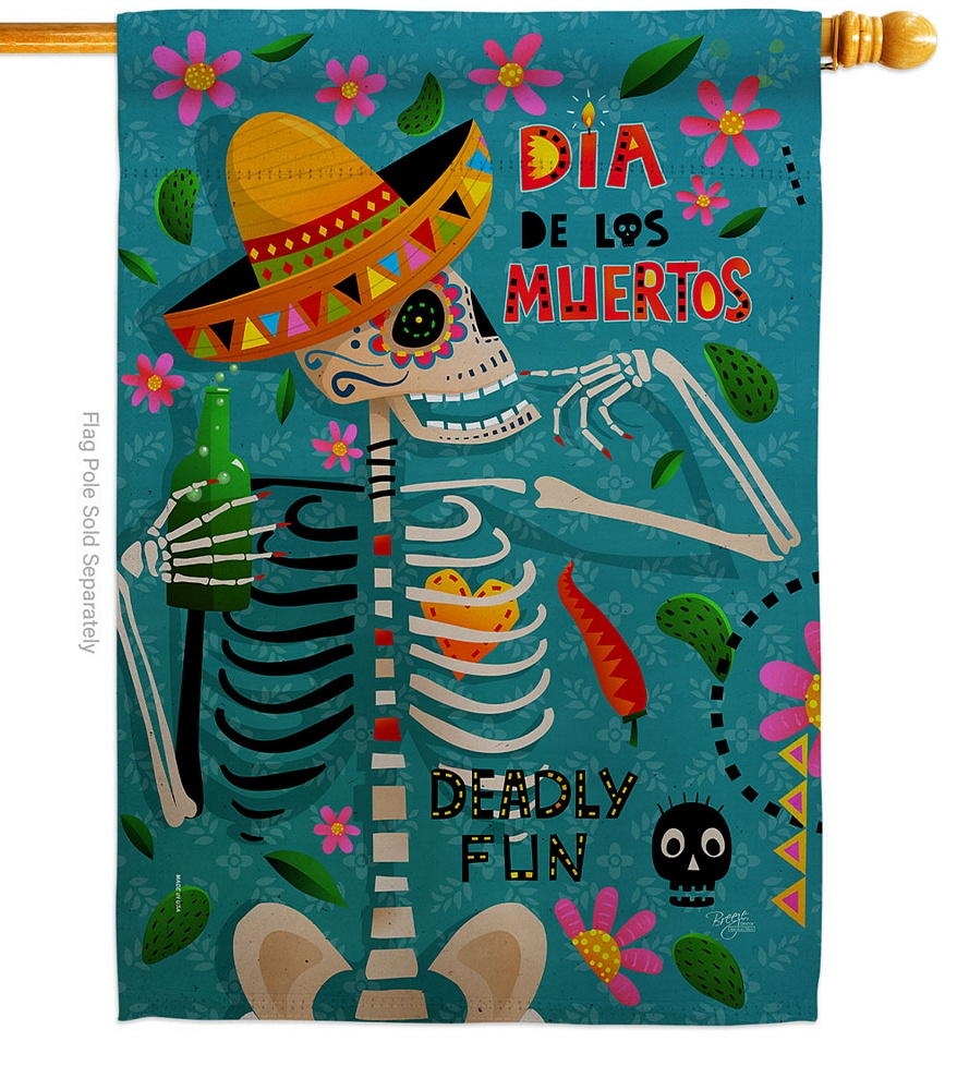 Dia de Muertos Fun House Flag