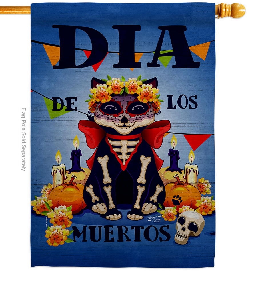 Dia de Muertos Cat House Flag