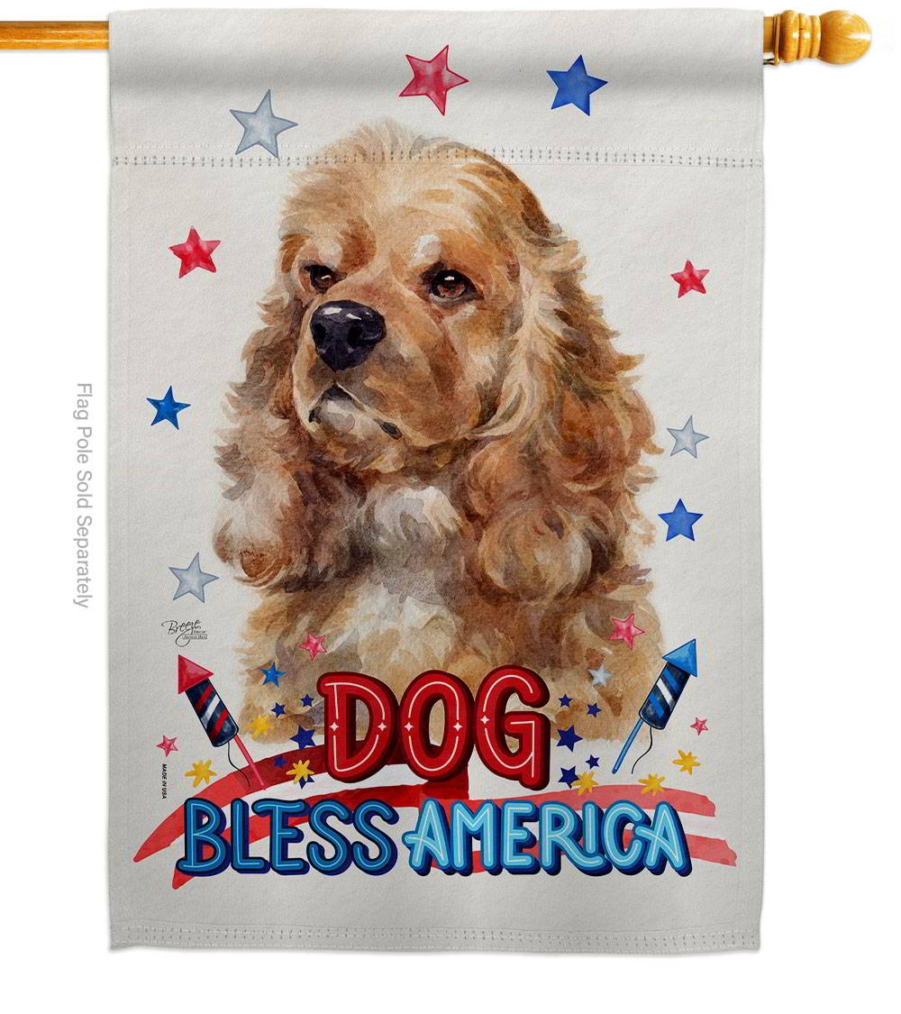 Patriotic Cocker Spaniel House Flag