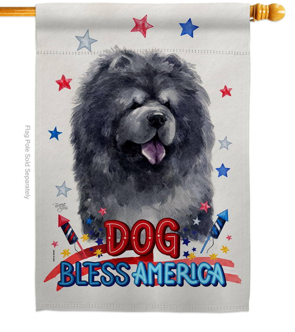 Patriotic Black Chow Chow House Flag