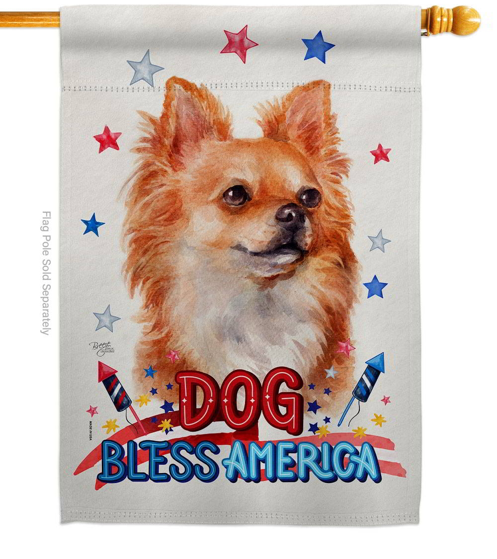 Patriotic Brown Chihuahua House Flag