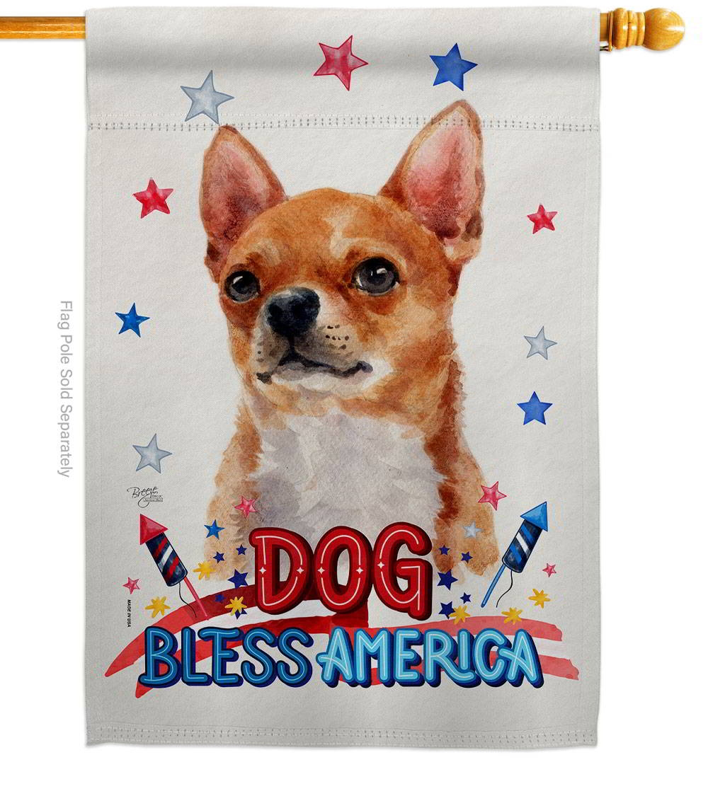 Patriotic Shorthair Chihuahua House Flag