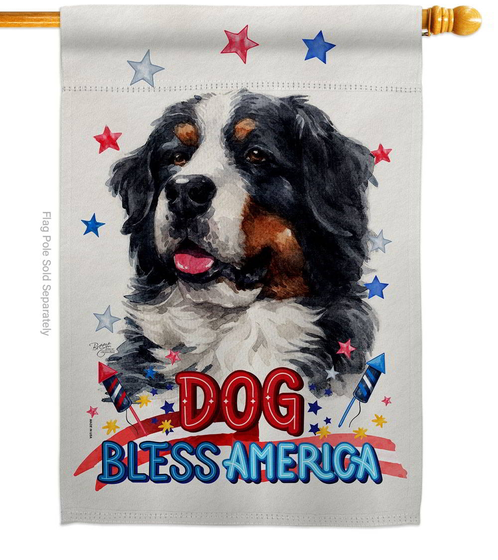 Patriotic Bernese Cattle House Flag