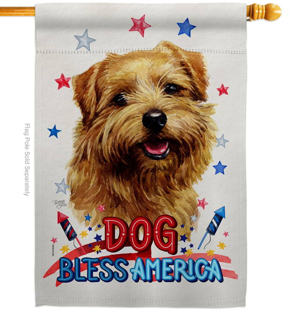 Patriotic Tan Norfolk Terrier House Flag