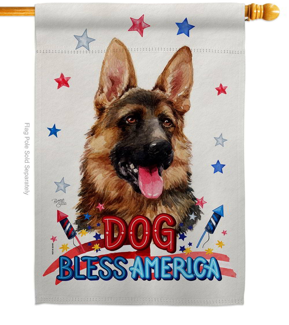 Patriotic German Shepherd House Flag