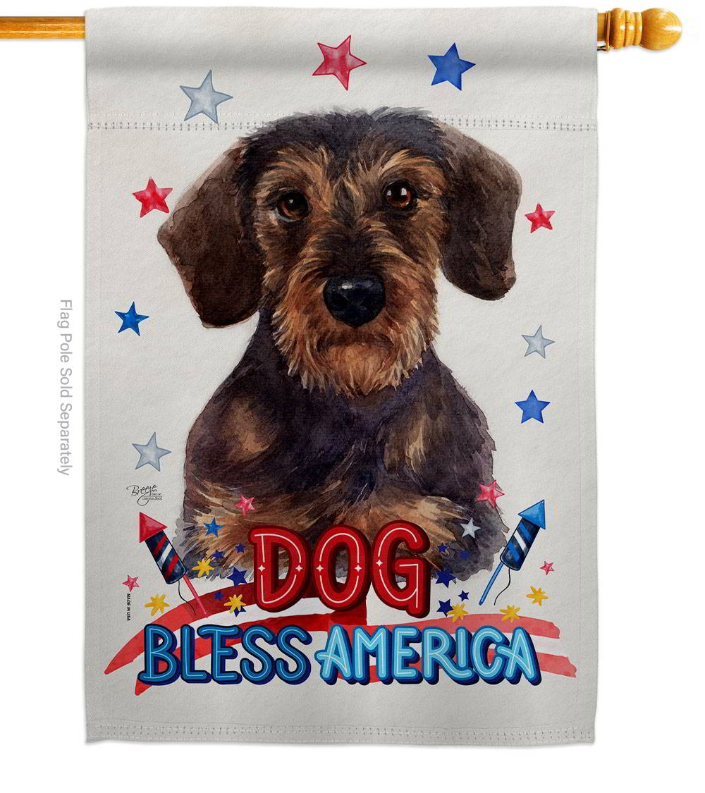 Patriotic Miniature Dachshund House Flag