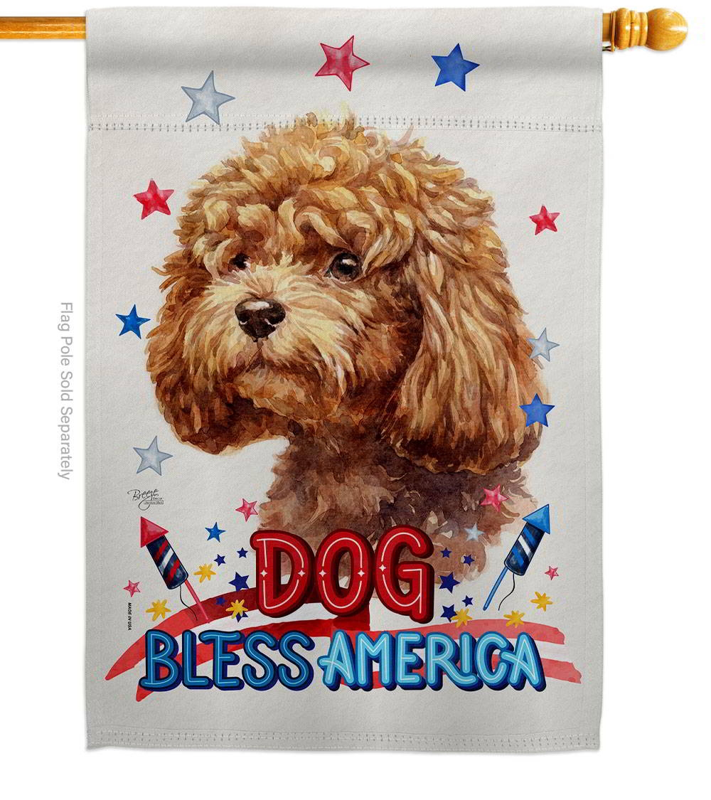 Patriotic Poodle House Flag