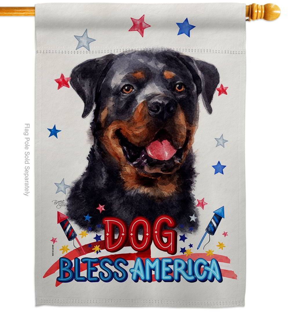 Patriotic Rottweiler House Flag