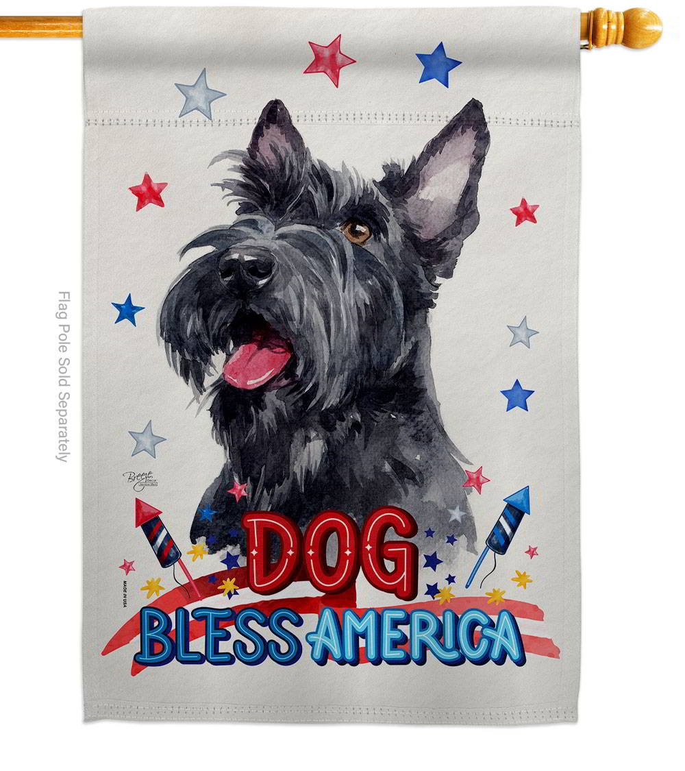 Patriotic Scottish Terrier House Flag