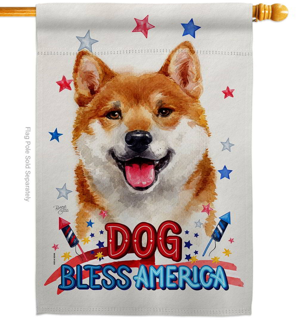 Patriotic Shiba Inu House Flag