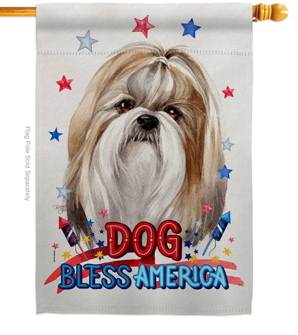 Patriotic Shih Tzu House Flag