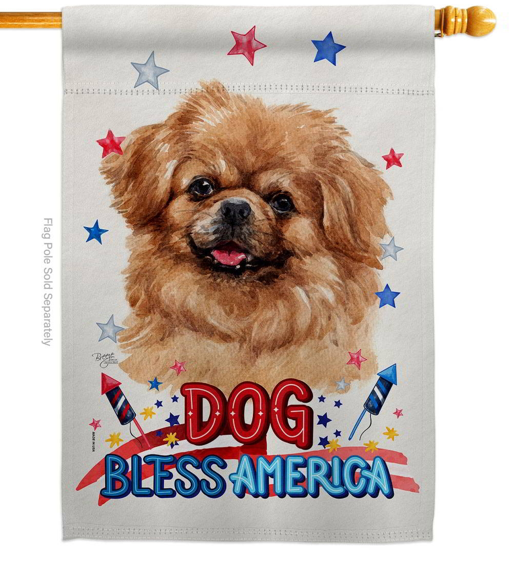 Patriotic Tibetan Spaniel House Flag