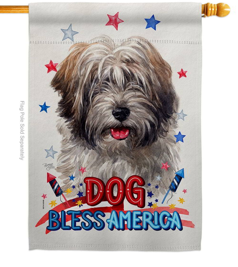 Patriotic Tibetan Terrier House Flag