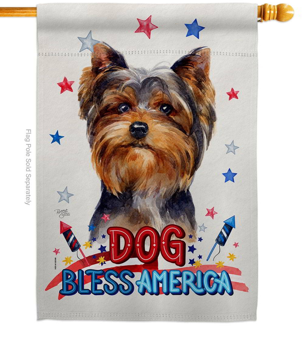 Patriotic Torkshire Terrier House Flag