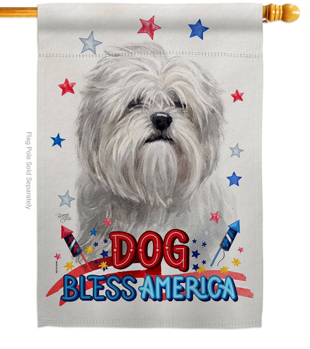 Patriotic Lhasa Apso House Flag