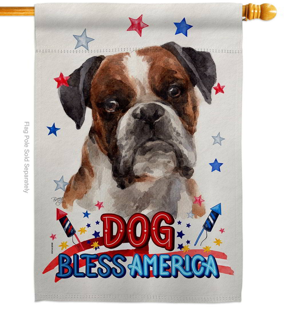 Patriotic Brindle Boxer House Flag