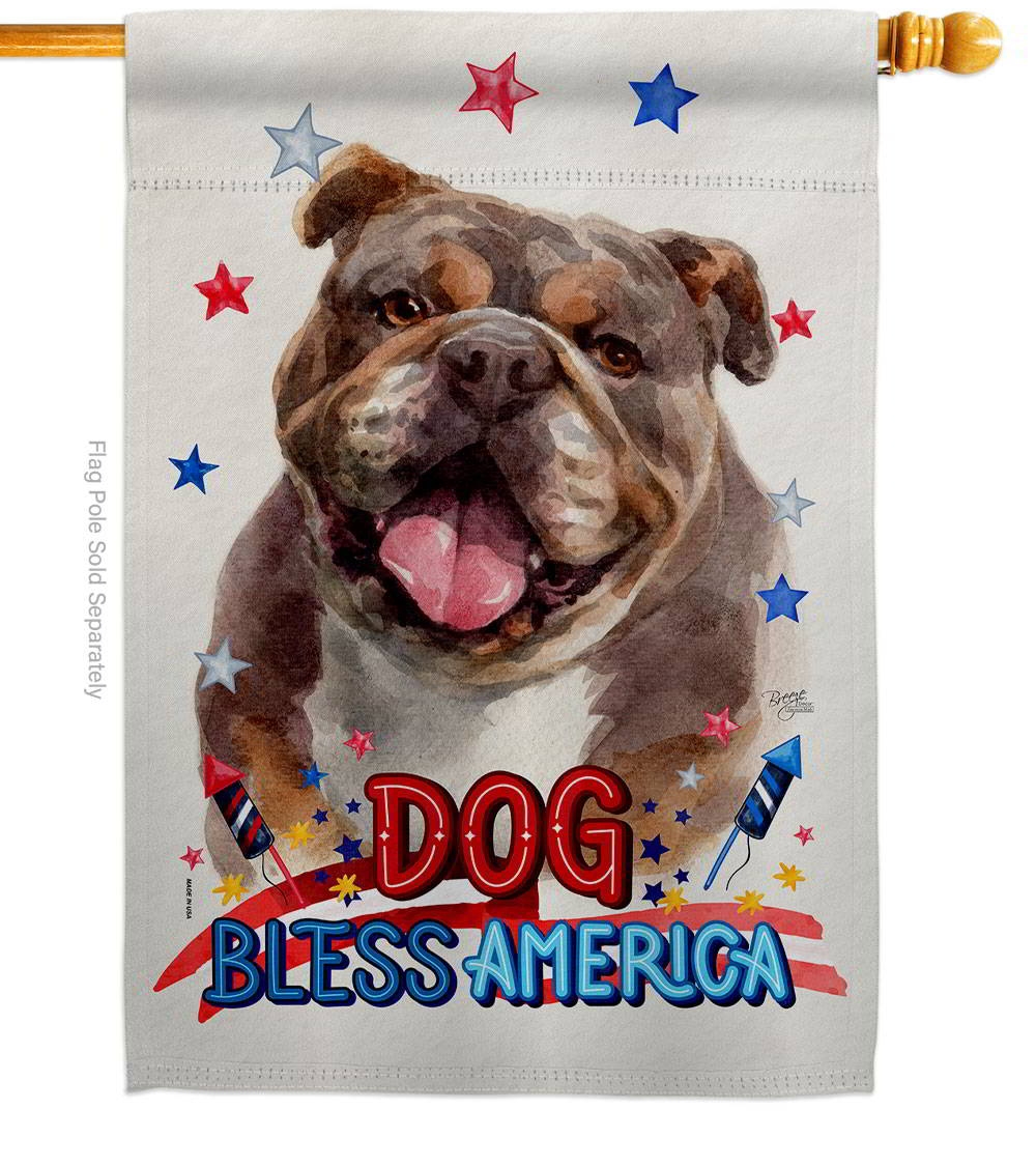 Patriotic Chocolate Bulldog House Flag