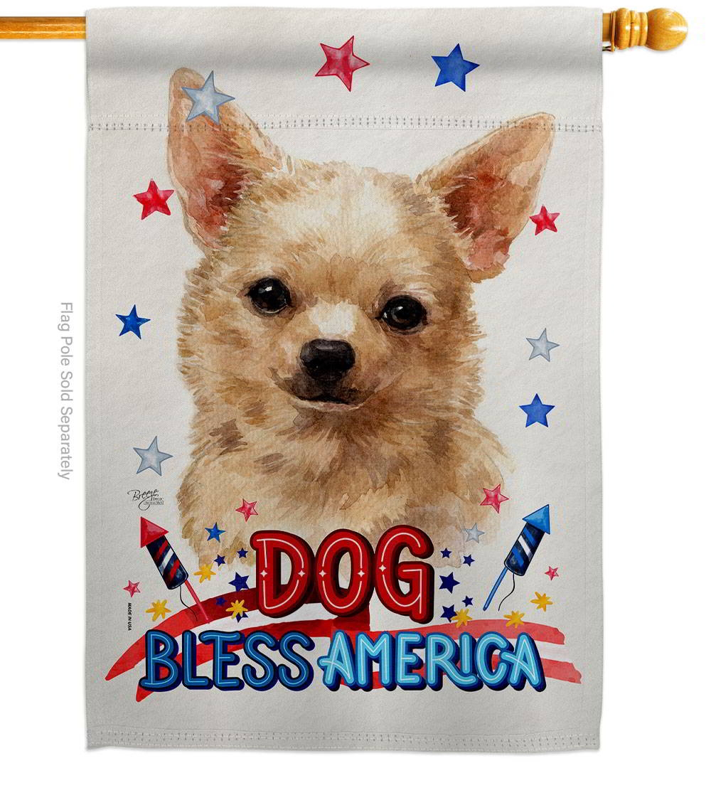 Patriotic Apple Head Chihuahua House Flag