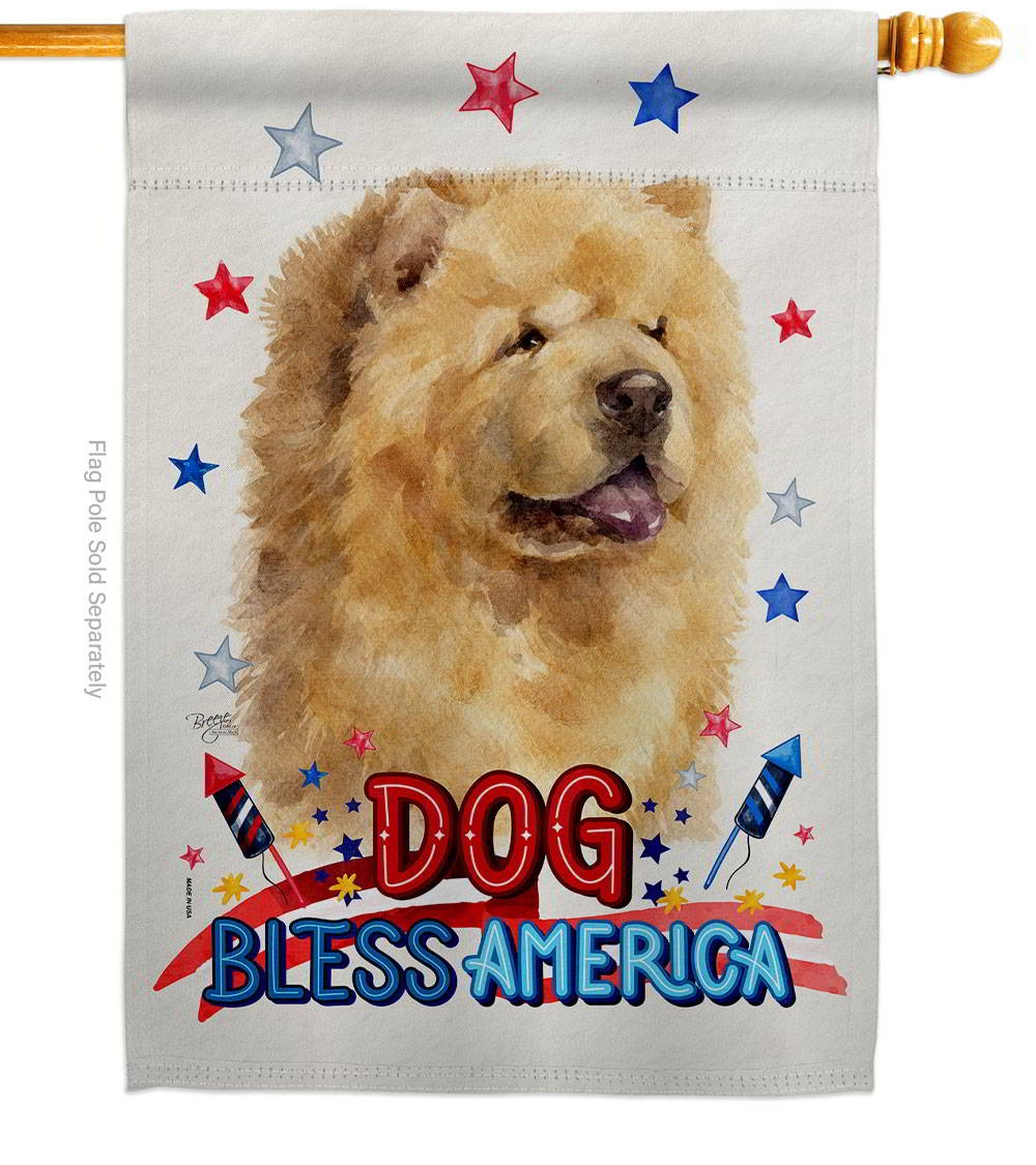 Patriotic Cream Chow Chow House Flag