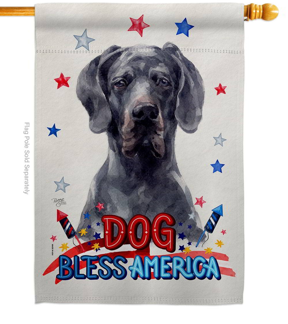 Patriotic Black Great Dane House Flag