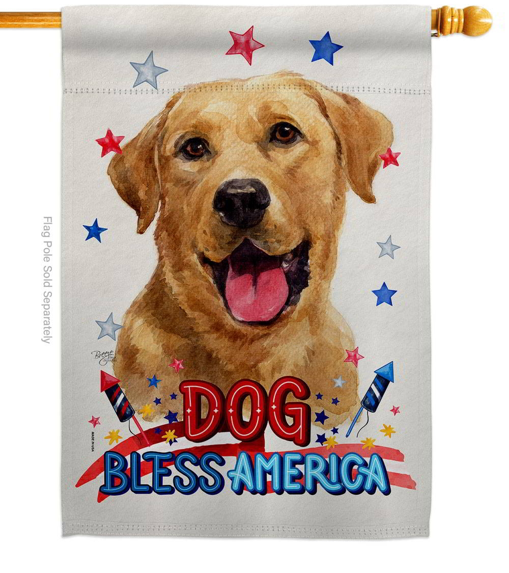 Patriotic Yellow Labrador Retriever House Flag