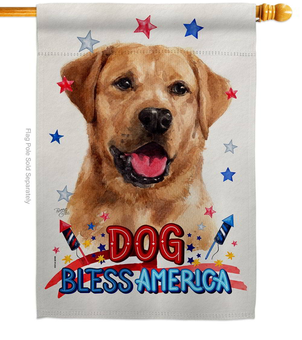 Patriotic Golden Labrador Retriever House Flag