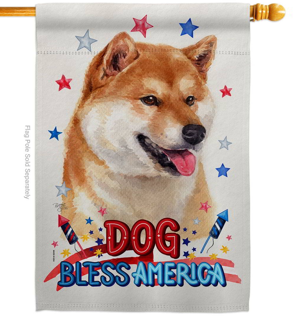 Patriotic Sesame Shiba Inu House Flag