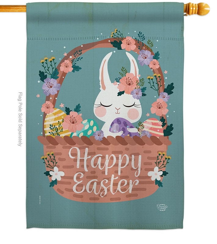 Bunny In Basket House Flag