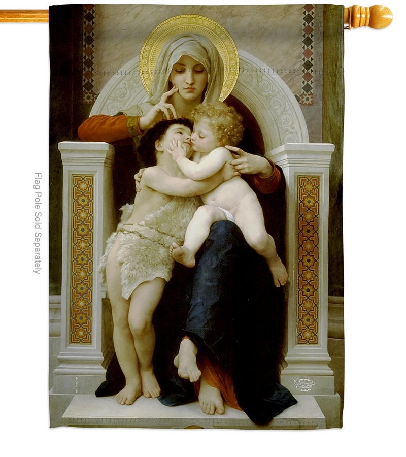Madonna With Child And John The Baptist House Flag