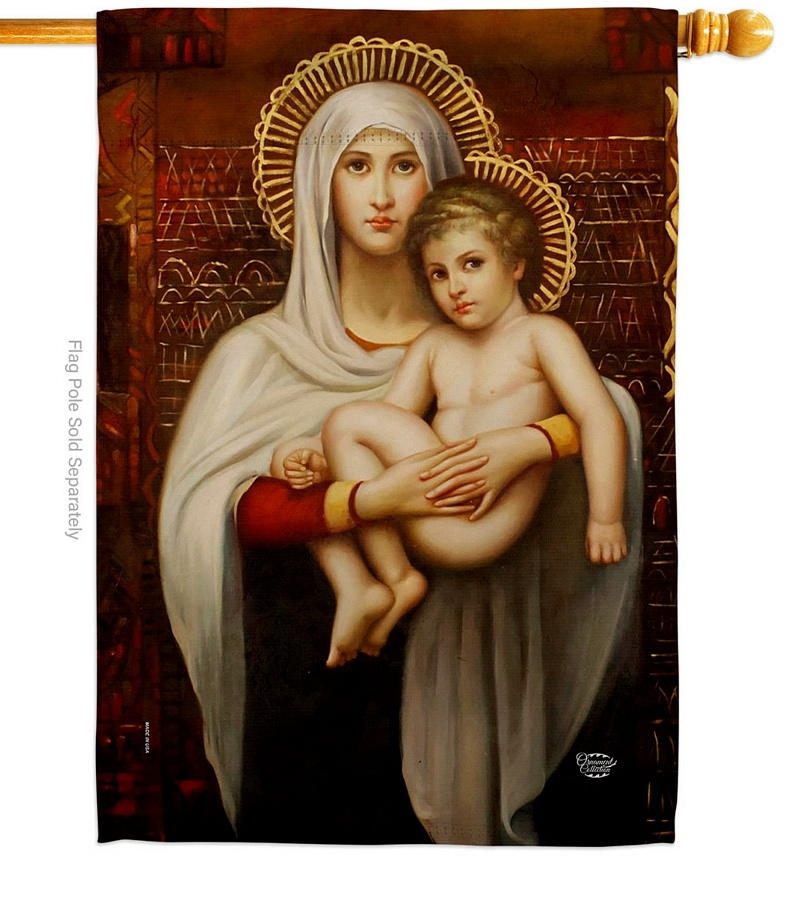 Renaissance Madonna And Child House Flag