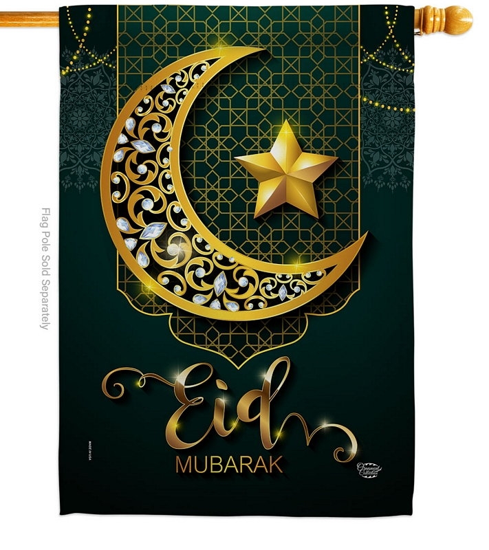 Bright Eid Mubarak House Flag