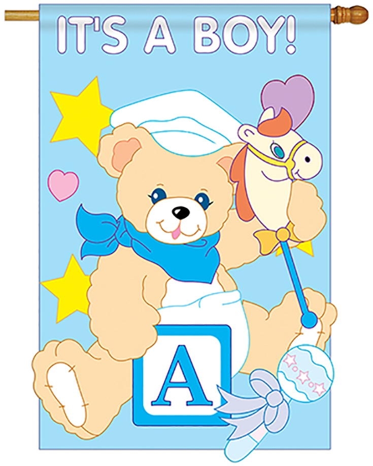It's a Boy Applique House Flag