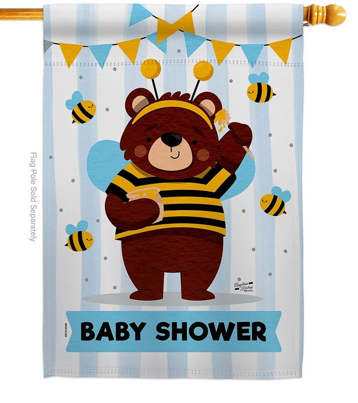 Baby Bear Shower House Flag