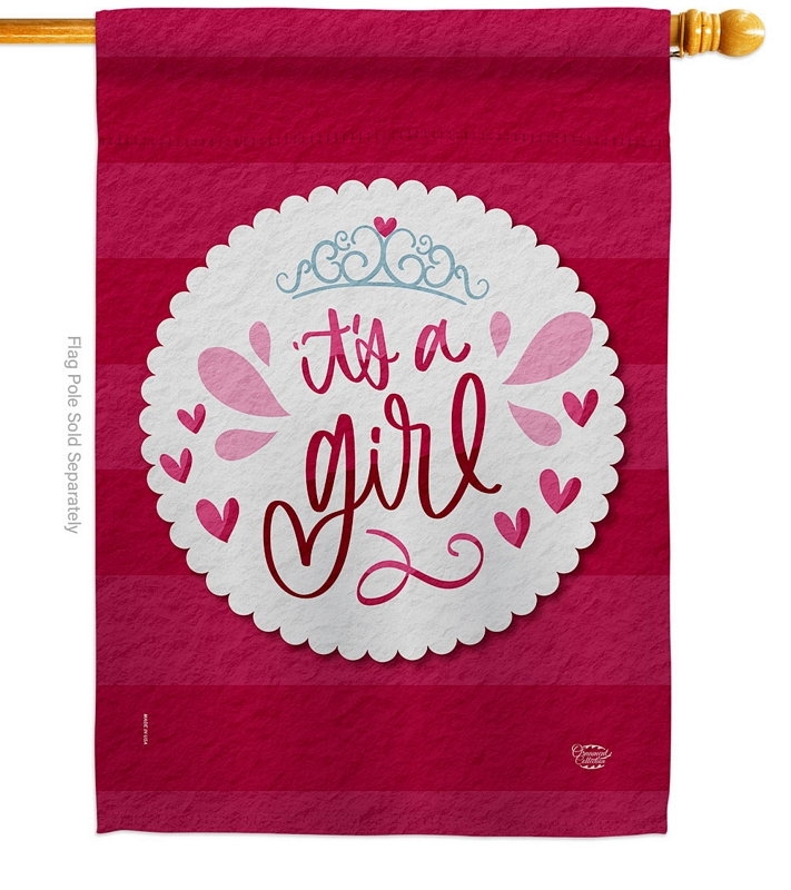 It\'s A Girl Decorative House Flag